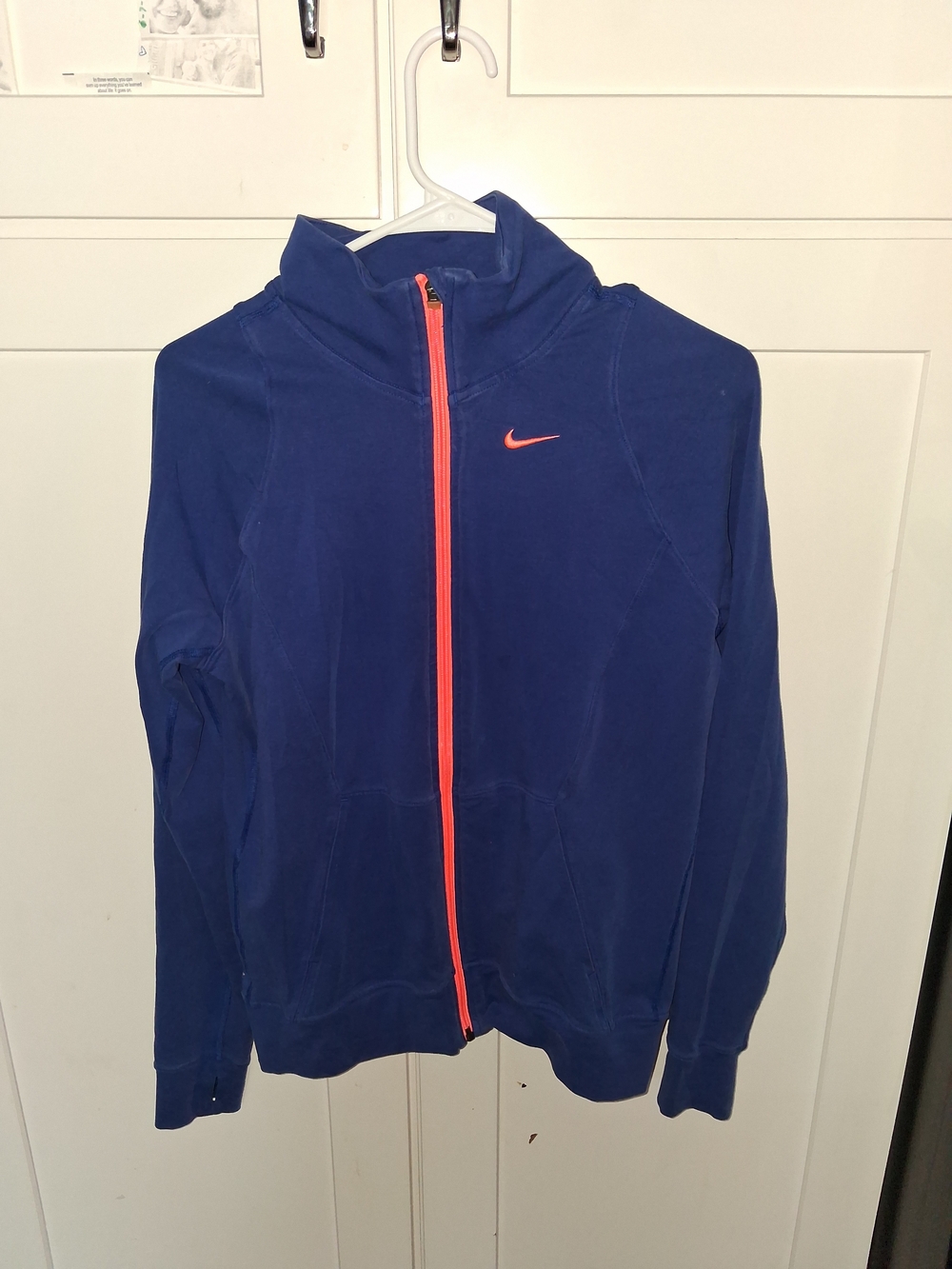 Nike Navy Blue Full-Zip Jacket with Coral Trim